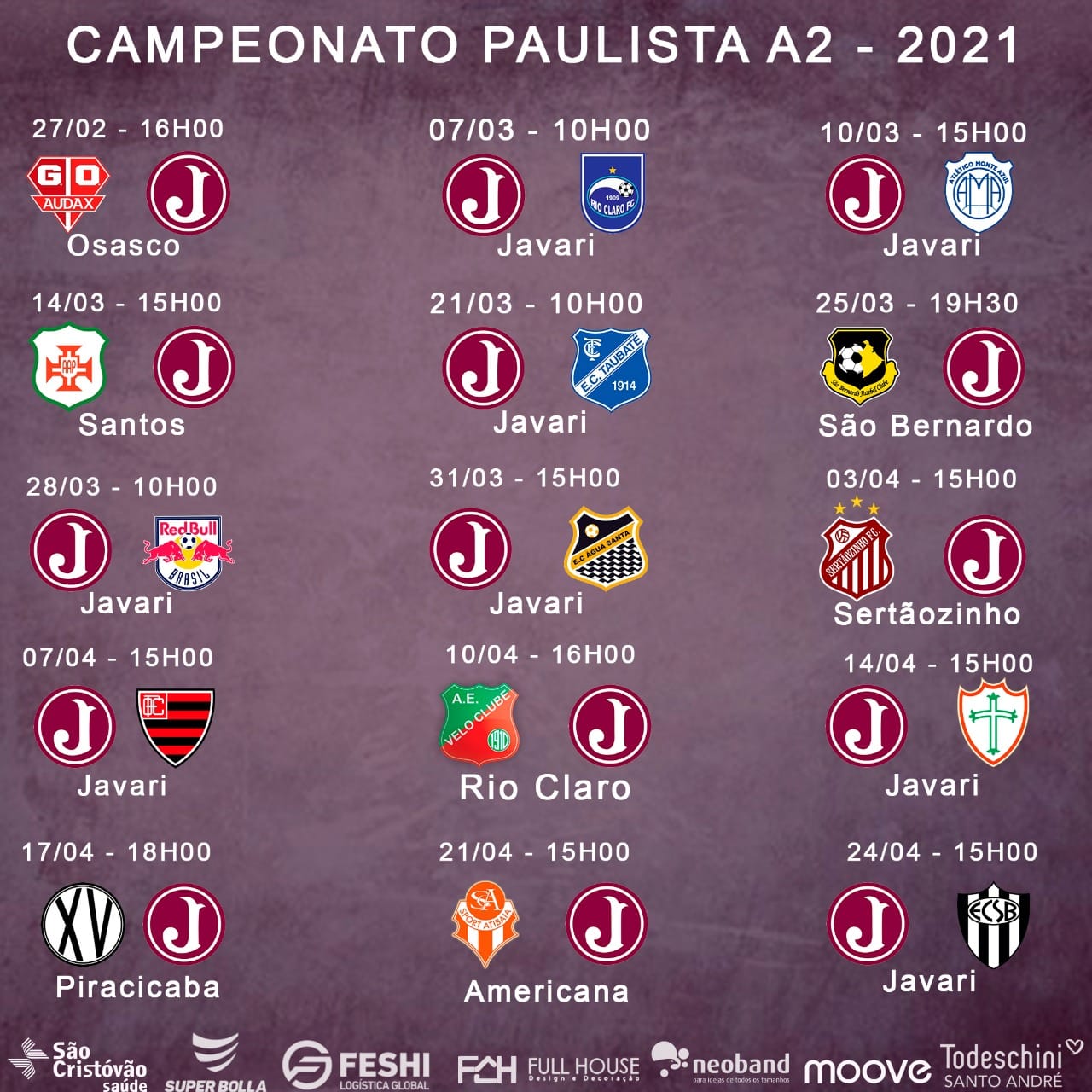 Clube Atlético JuventusTabela Paulista Série A2- 2021 - Clube Atlético  Juventus